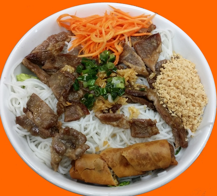 Picture of Cold noodle w. grilled pork & eggroll